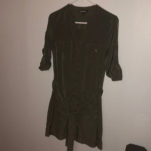 Olive Green waist tie Dress